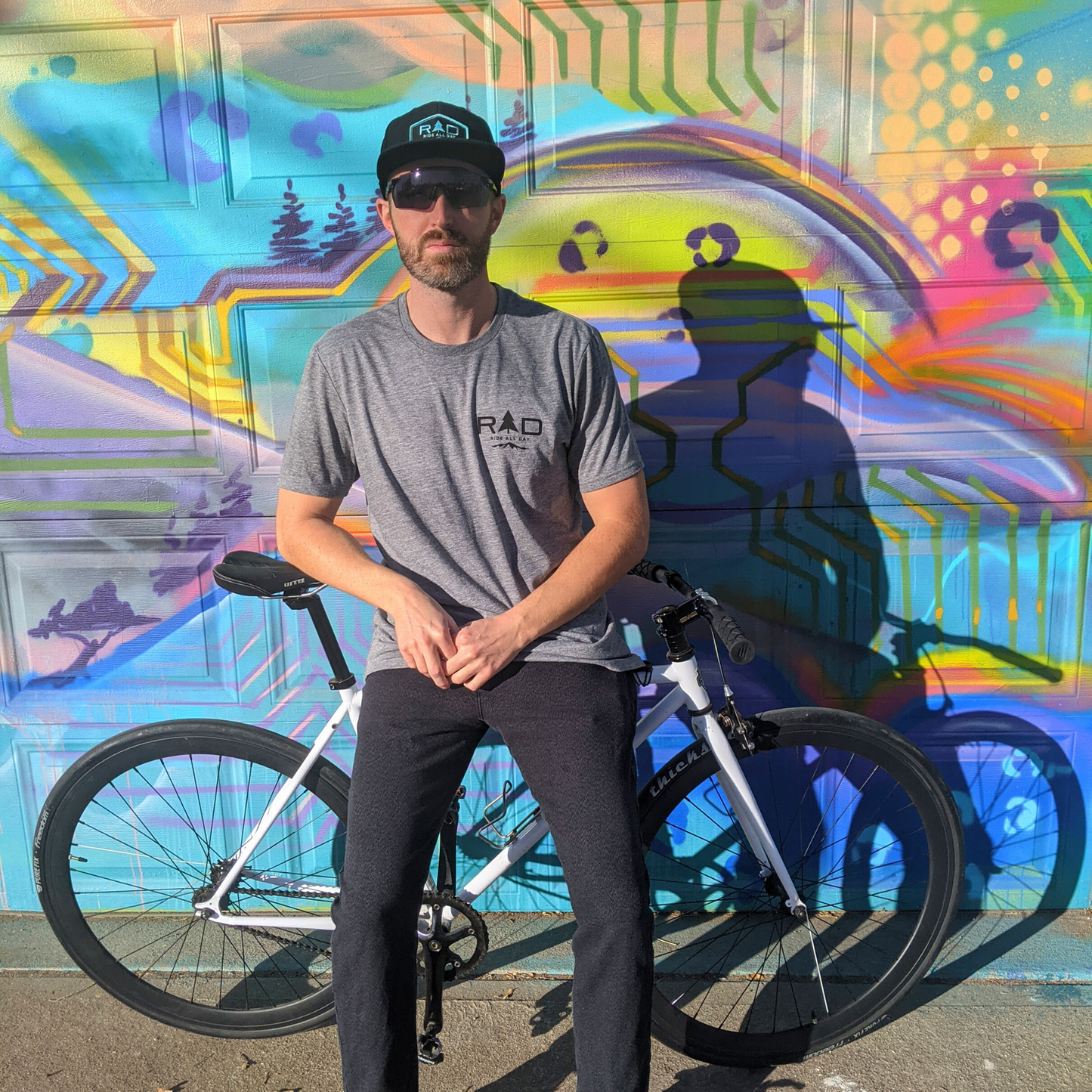 RAD gray and black pocket logo tech tee