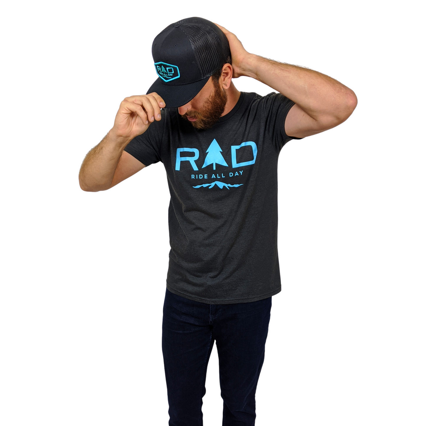 RAD classic logo tech tee in turquoise