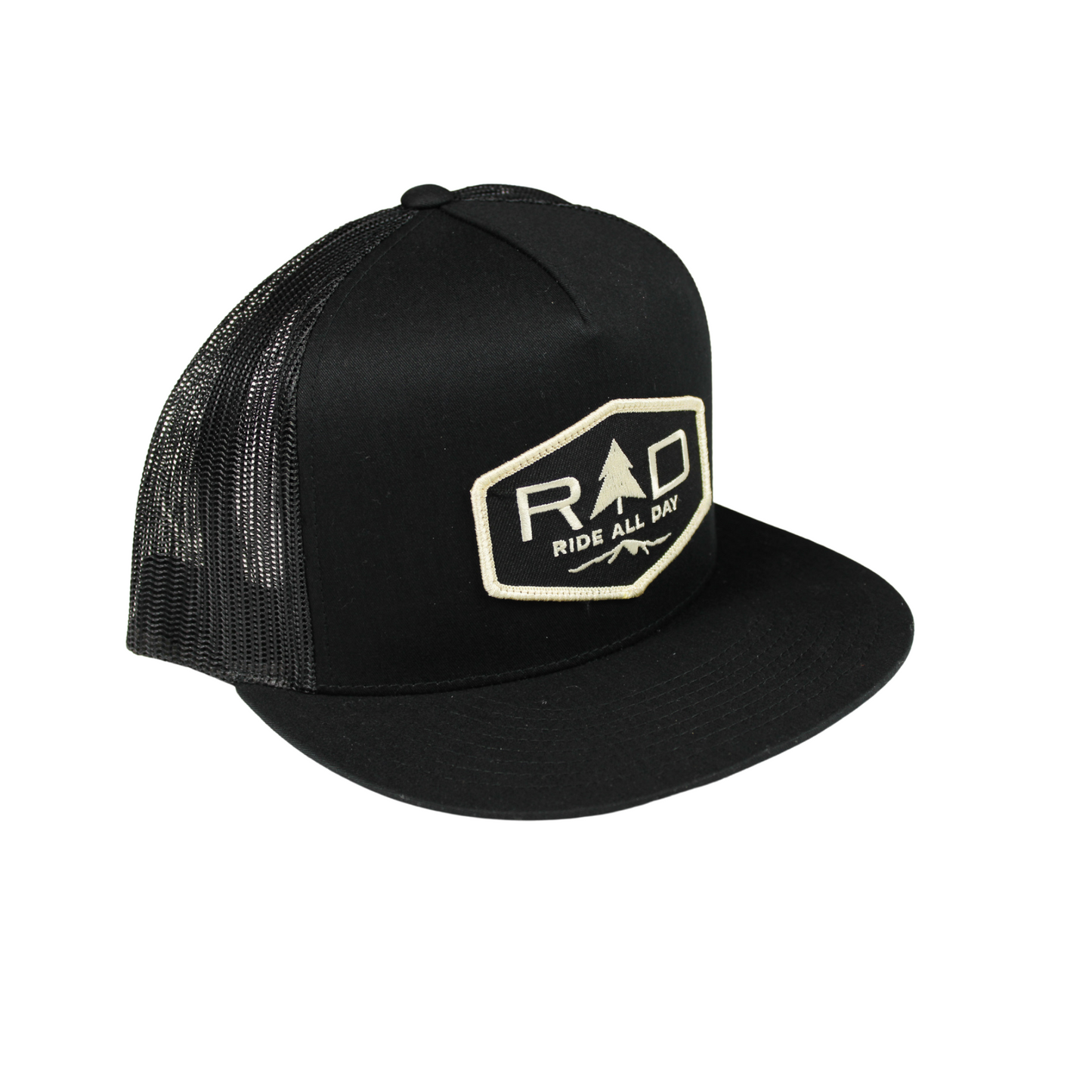 RAD off white flat bill trucker hat