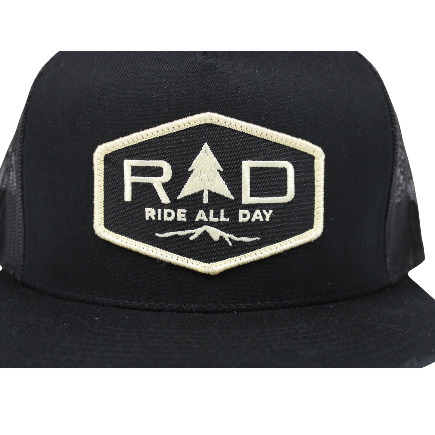 RAD off white flat bill trucker hat