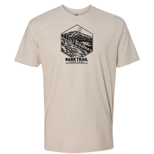 Stylized image of Pikes Peak from the Barr Trail, also featuring the lesser known Lake Moraine on the southeastern face of the mountain
