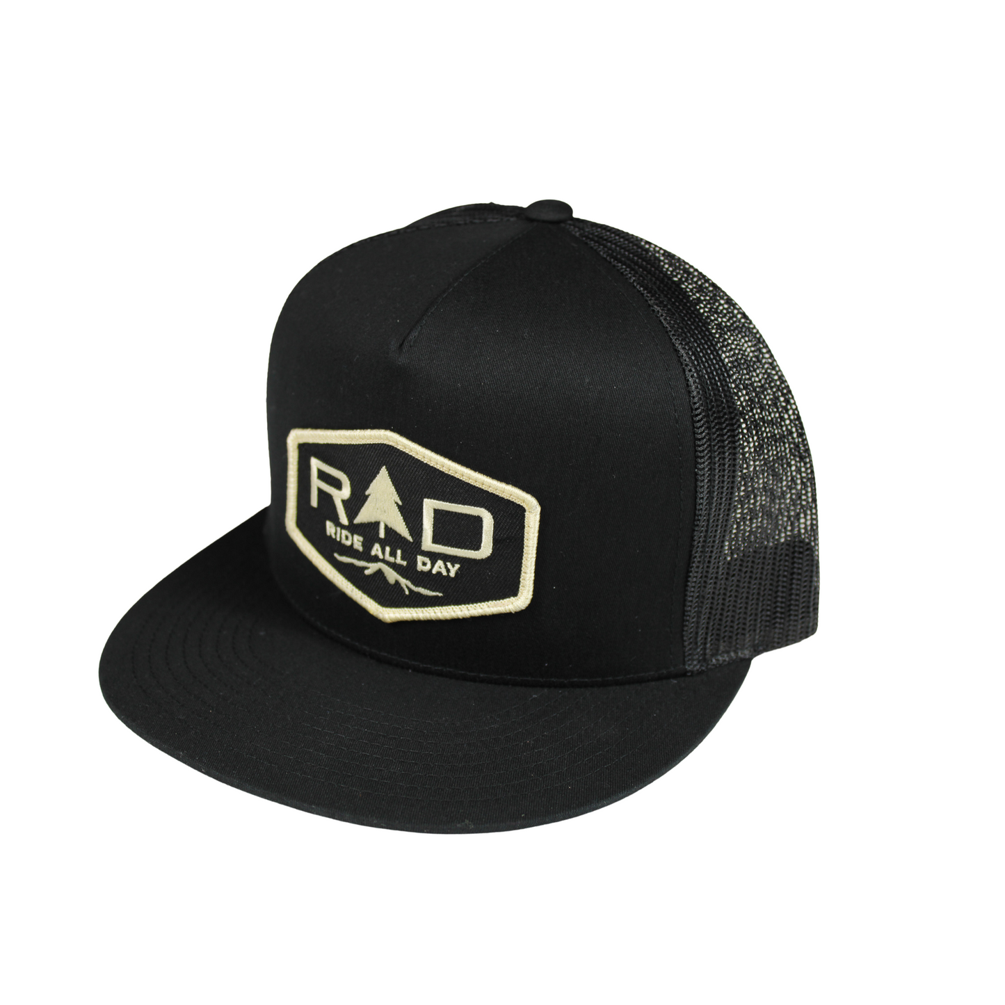 RAD off white flat bill trucker hat