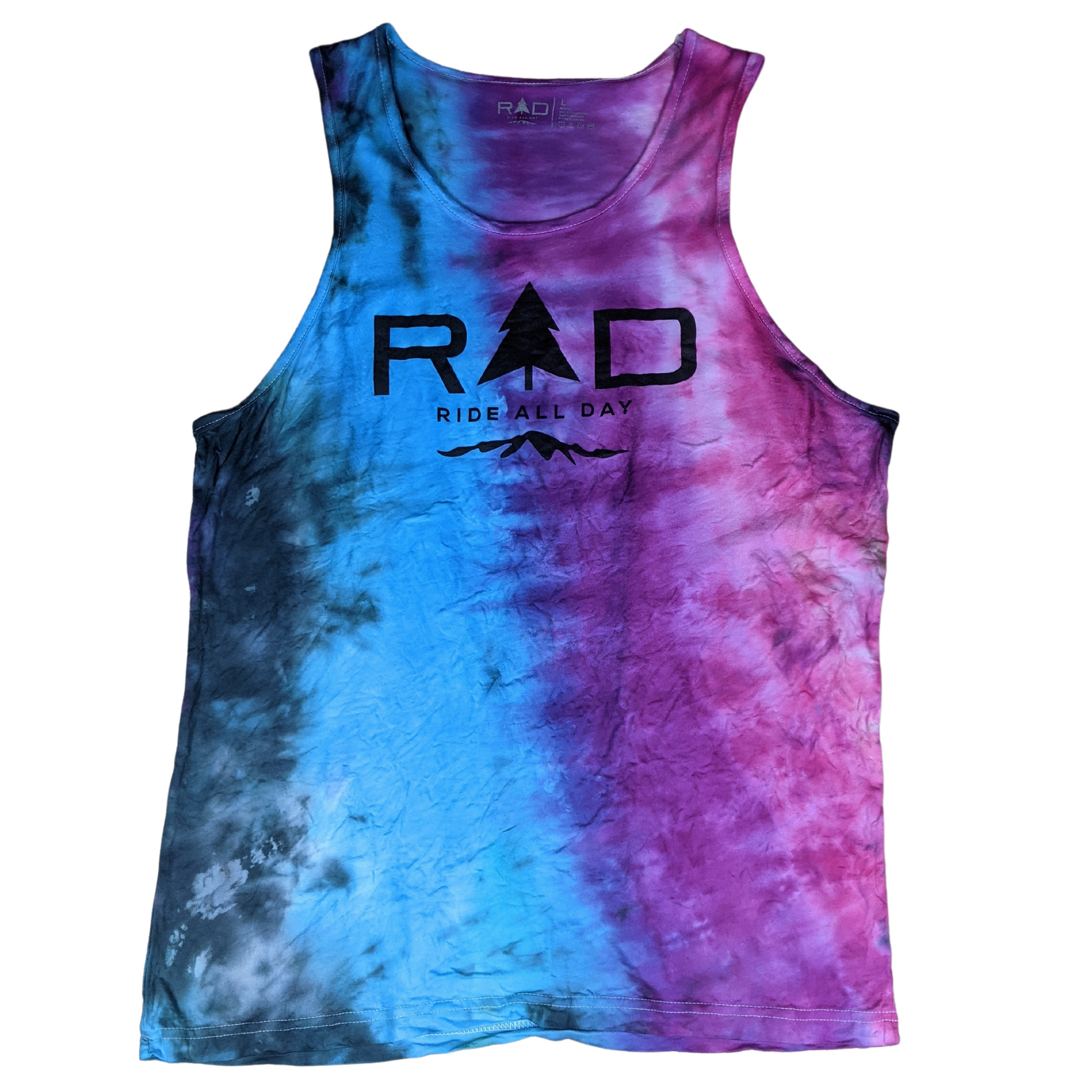 RAD mens tank top in ombre tie-dye pattern